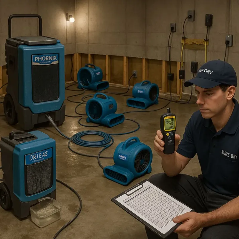 Structural Drying and Dehumidification process in Canyon Lake, CA